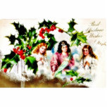 Christmas greeting with three angels praying photo sculptures