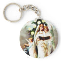 Christmas greeting with two angels reading bible keychains