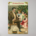 Christmas Greetings Father and Children posters