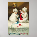 Christmas Greetings Kids Sewing Christmas Socks posters