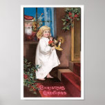 Christmas Greetings Vintage Christmas Card Design posters