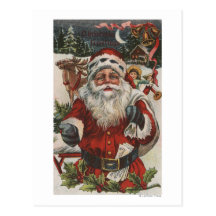 Christmas GreetingSanta with Deer and Kids Post Card