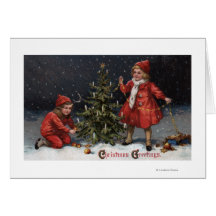 Christmas GreetingsKids Decorating a Tree Card