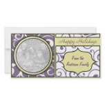 Christmas Happy Holidays Elegant Yellow Purple photo cards