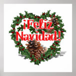 Christmas Heart Wreath (Feliz Navidad) posters