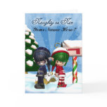Christmas Holiday Card Naught or Nice Elfs at the