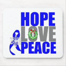 Christmas Holiday Hope Love Peace Colon Cancer Mousepads