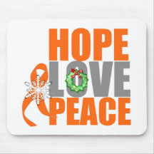 Christmas Holiday Hope Love Peace Kidney Cancer v1 Mousemats