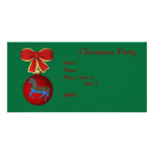 Christmas Holiday Invitation Carousel Horse Bow Customised Photo Card