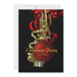Christmas holiday party gold red elegant invitations