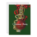 Christmas holiday party gold red green baubel invitations