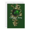 Christmas holiday party green gold elegant invitations