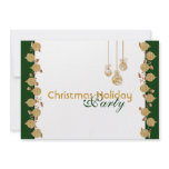 Christmas holiday party tree decorations gold invitation