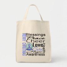Christmas Holiday Stomach Cancer Collage Canvas Bags