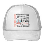 Christmas Holiday Uterine Cancer Ribbon Snowglobe Trucker Hats