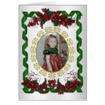 Christmas Holly and ribbons photo frame card