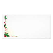 Christmas Holly Border Customized Photo Card