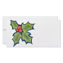 Christmas Holly Leaves, Red Berries Photo Card