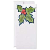 Christmas Holly Leaves, Red Berries Personalized Rack Card