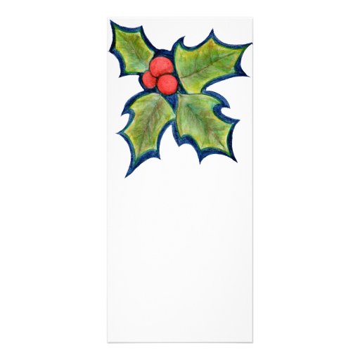 Christmas Holly Leaves, Red Berries Personalized Rack Card