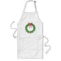 Christmas Holly Wreath T-Shirts, Cards, Gifts Apron