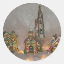 Christmas Houses Round Sticker