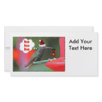 Christmas Hummingbird with Christmas Stocking Custom Photo Card