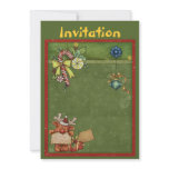 Christmas invitation with cute reindeer Rudolph