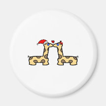 Christmas Kissing Giraffes Fridge Magnets
