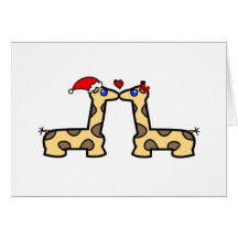 Christmas Kissing Giraffes Greeting Card