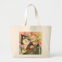 Christmas Kitten Handroll sushi Tote Bags