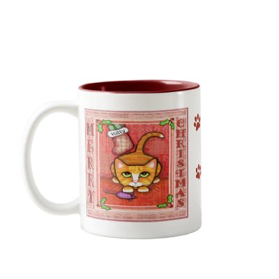 Christmas Kitty Cat Coffee Mug by jamiecreates1