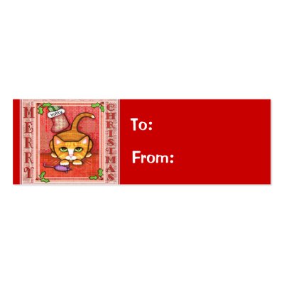 Christmas Kitty Cat Gift Tag Business Cards by jamiecreates1