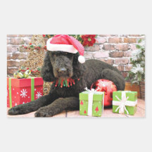 Christmas - LabraDoodle - Miller Rectangular Sticker