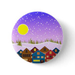 Christmas landscape with houses and snow buttons