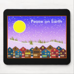 Christmas landscape with houses and snow mousepads