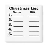 Christmas List magnets