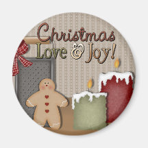 Christmas Love and Joy Gingerbread Candles Magnet