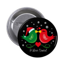 Christmas Lovebirds Personalised Button