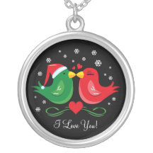 Christmas Lovebirds Personalised Necklace