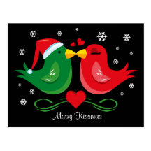 Christmas Lovebirds Personalised Postcard
