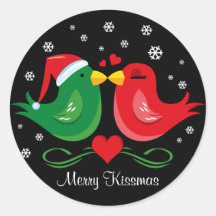 Christmas Lovebirds Personalised Sticker