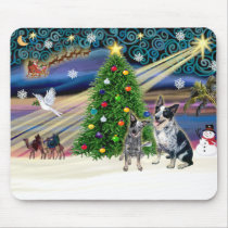 Christmas Magic Australian Cattle Dogs (two) Mouse Mats