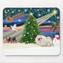 Christmas Magic Pekingese (white) Mouse Pads