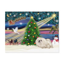 Christmas Magic Pekingese (white) Postcard