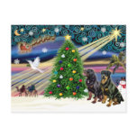Christmas Magic Rottweilers (two) postcards