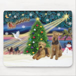 Christmas Magic - Two Airedales mousepads