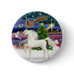 Christmas Magic - White Arabian Horse Button