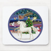 Christmas Magic - White Arabian Horse Mouse Pad