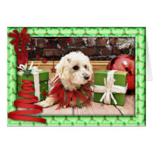 Christmas - MaltiPoo - Baxter Greeting Card